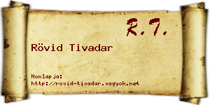 Rövid Tivadar névjegykártya